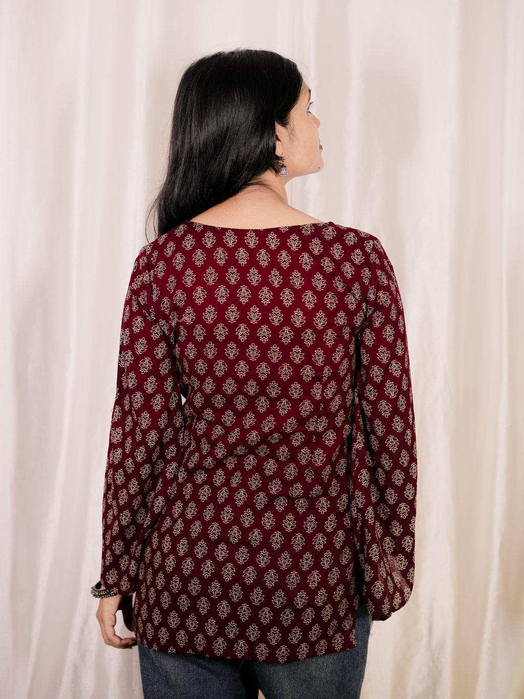 Sweetheart Bell Sleeves Short Kurti