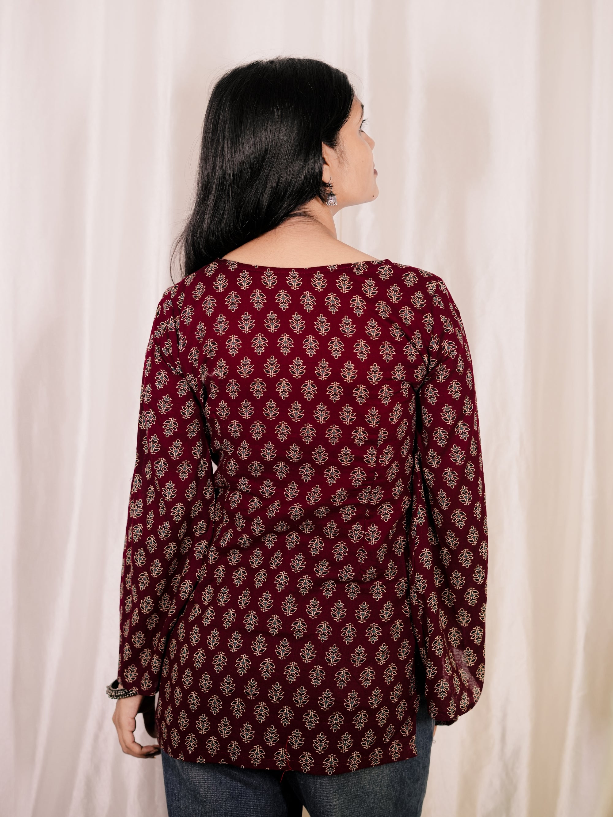 Sweetheart Bell Sleeves Short Kurti